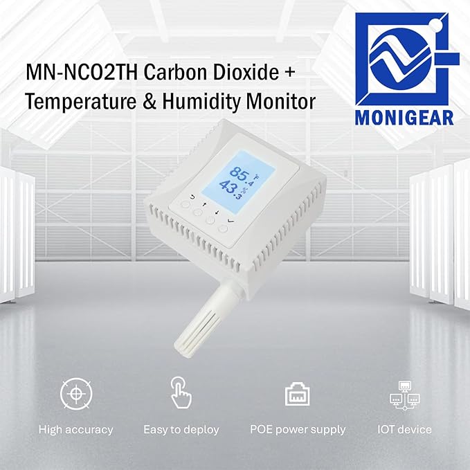 Indoor Air Quality Monitor, 3-in-1 Temperature Humidity CO2 Sensor, - Image 4