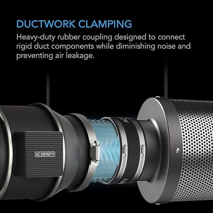 AC Infinity Noise Reduction Clamp 8-Inch, Duct Coupler - Image 2