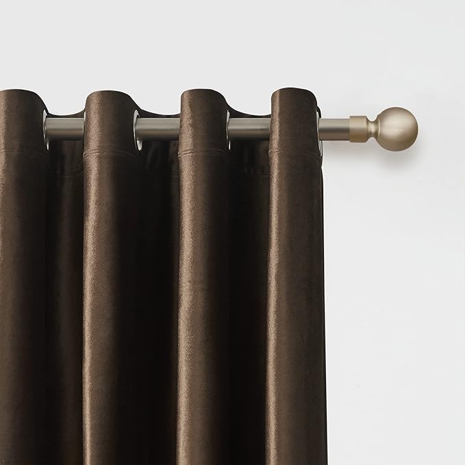 BULBUL Brown Velvet Curtains 84 inches: Luxury Elegant Living Room Curtain - Image 2