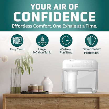 PureGuardian 1 Gallon, Cool Mist Ultrasonic Humidifier, 48-Hour Run Time - Image 2