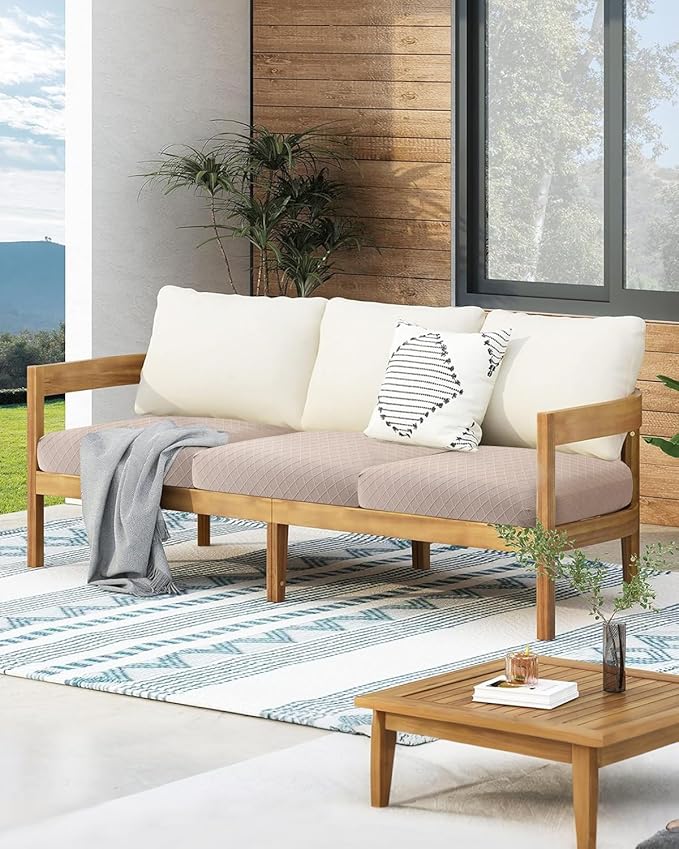 Fuloon Waterproof Seat Cushion Covers 3 PCS, Stretch Sofa Cushion Slipcovers - Image 5