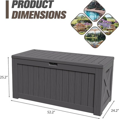 JUMMICO 120 Gallon Resin Deck Box, Large Outdoor Storage Box Waterproof & - Image 7