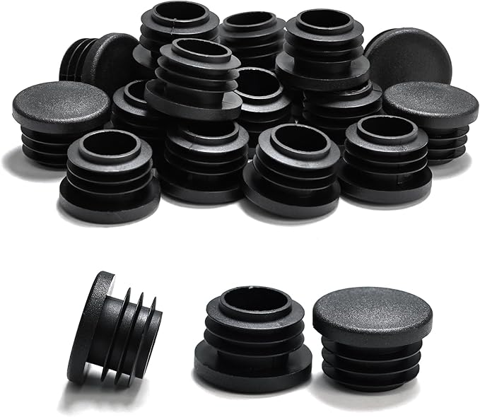 1" Plastic Hole Plugs Black -Round Chair Leg Caps, Flush Mount Pipe Plugs by EASYEAH