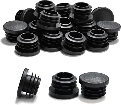 1" Plastic Hole Plugs Black -Round Chair Leg Caps, Flush Mount Pipe Plugs by EASYEAH