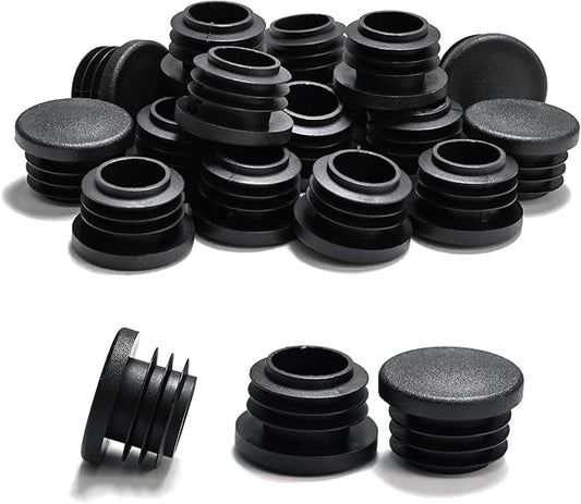 1" Plastic Hole Plugs Black -Round Chair Leg Caps, Flush Mount Pipe Plugs by EASYEAH