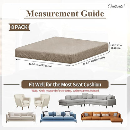 8Pcs Outdoor Stretch Cushion Covers, Waterproof Outdoor Chair Cushion Covers - Image 2