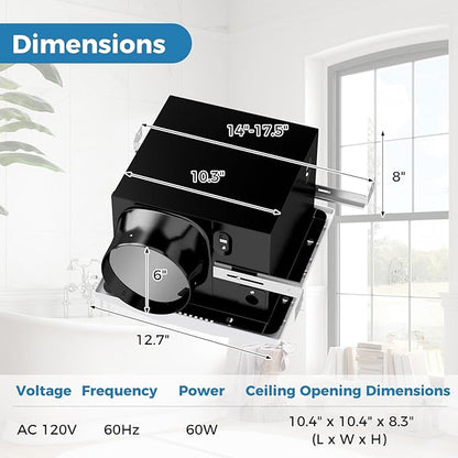 COSTWAY 200 CFM Bathroom Exhaust Fan, Ceiling Mount Exhaust Ventilation Fan - Image 7