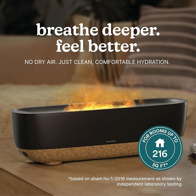 Homedics Fireside Ultrasonic Humidifier, Medium Sized Rooms, Visible - Image 2