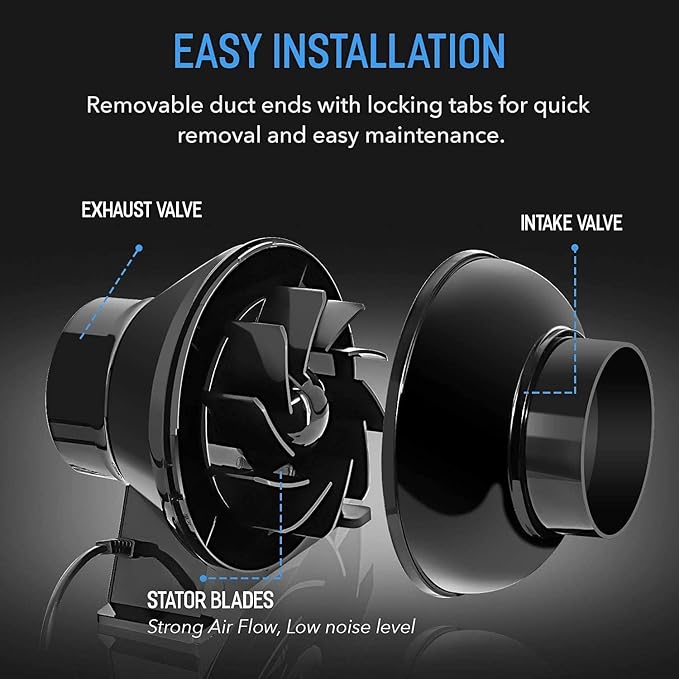 HealSmart 4 Inch 195 CFM Exhaust Inline Vent Booster Blower and 25 Feet - Image 3