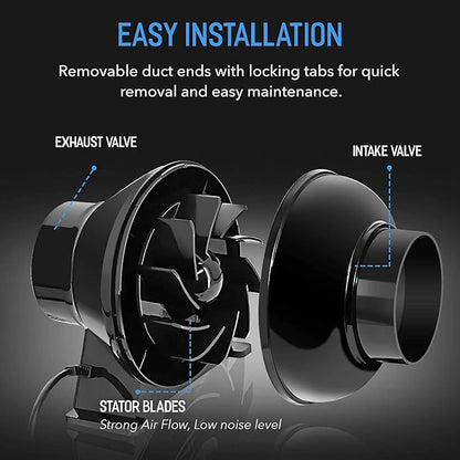 HealSmart 4 Inch 195 CFM Exhaust Inline Vent Booster Blower and 25 Feet - Image 3