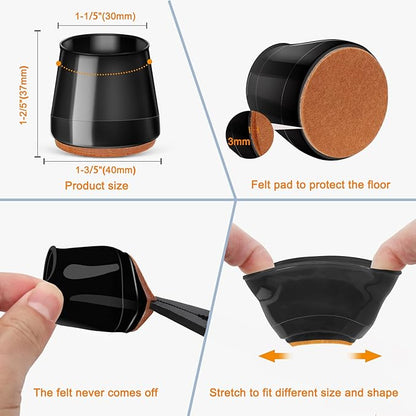 36Pcs Black Silicone Chair Leg Floor Protectors, Floor Protectors - Image 5