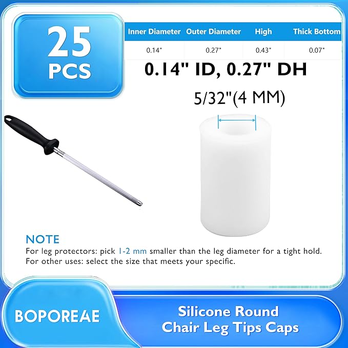 25 Pcs 5/32" Round Chair Leg Tips Caps, Silicone Rubber Furniture Leg Floor - Image 9