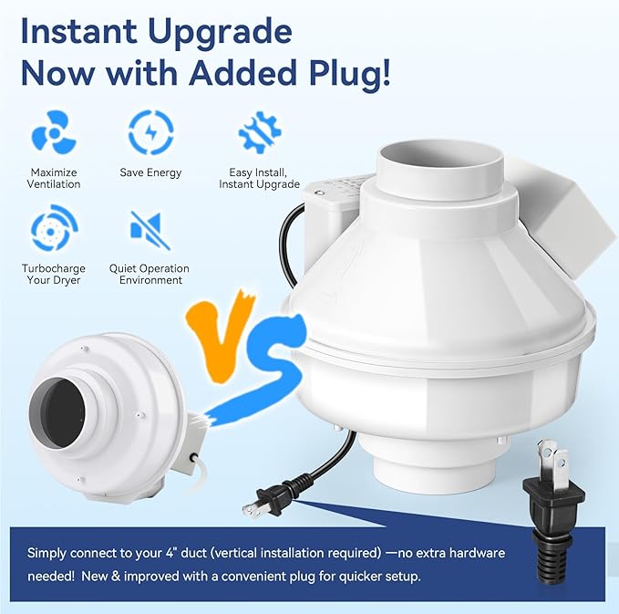 Dryer Booster Fan with Auto On/Off Pressure Sensor-4” DBF 110 Inline Dryer Vent - Image 6