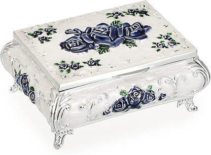 Hipiwe Vintage Metal Jewelry Box Small Treasure Chest Case Trinket Organizer - Image 8