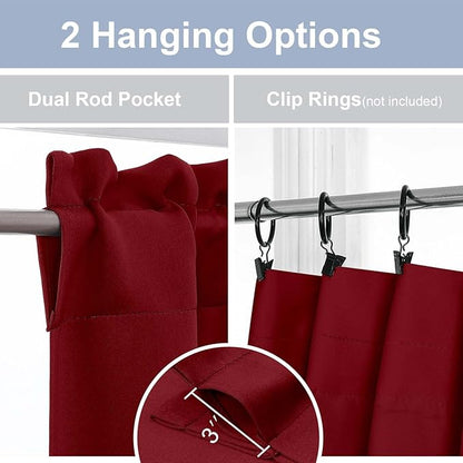 Chyhomenyc Short Red Curtains 45 Inch Length, Small Kitchen Curtain Rod Pocket - Image 5