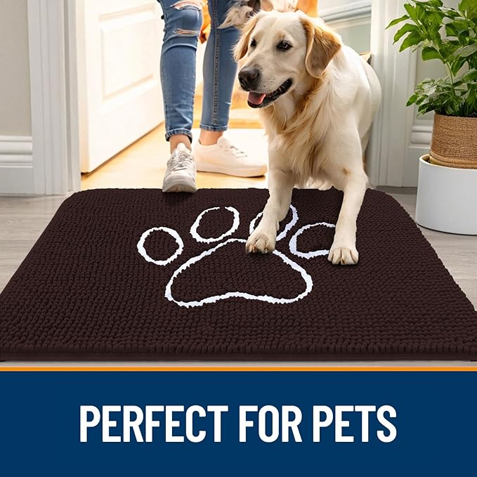 OLANLY Dog Door Mat for Muddy Paws 24x16, Paw Print Design, Absorbs Moisture - Image 6