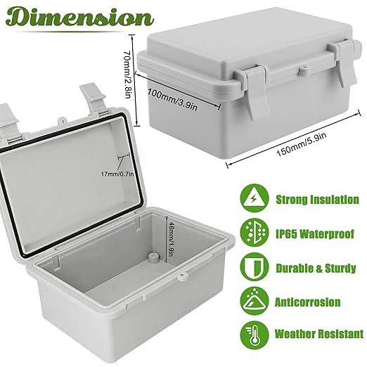 Sunnyglade ABS Plastic Dustproof Waterproof IP65 Junction Box Universal Durable - Image 3