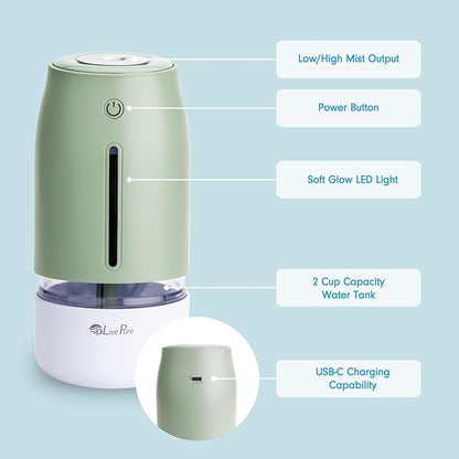 LivePure Cool Mist Humidifiers for Bedroom. Small Humidifier for Babies - Image 2