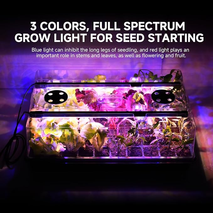 Large Seed Starter Tray with Grow Light and Thermostat Controller Heat Mat - Image 6