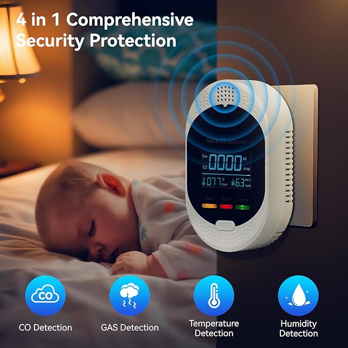 4-in-1 Carbon Monoxide Detectors, Plug in Combustible Gas Detector, Natural Gas - Image 3