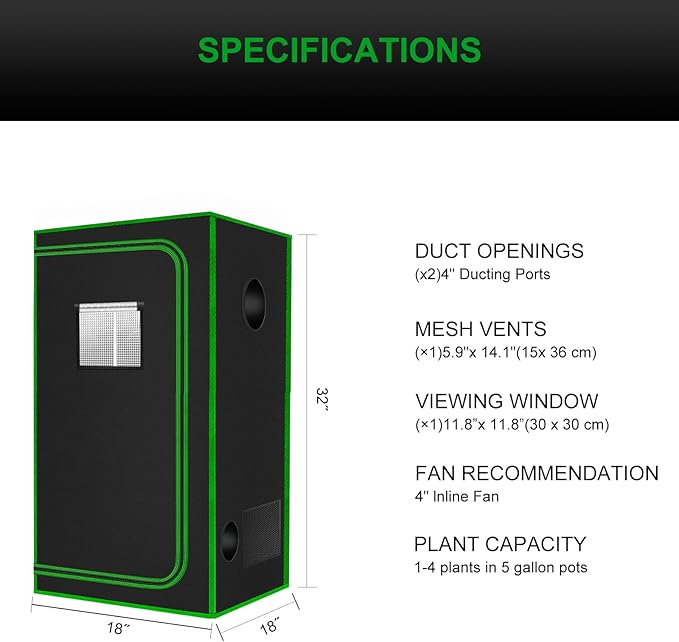 MELONFARM Small Grow Tent for Aerogarden，18”x18”x36” ，Hydroponics Growing - Image 6