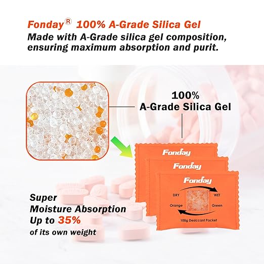 100g x 10 Packs Fonday Rechargeable Silica Gel Desiccant Packets Fast - Image 3