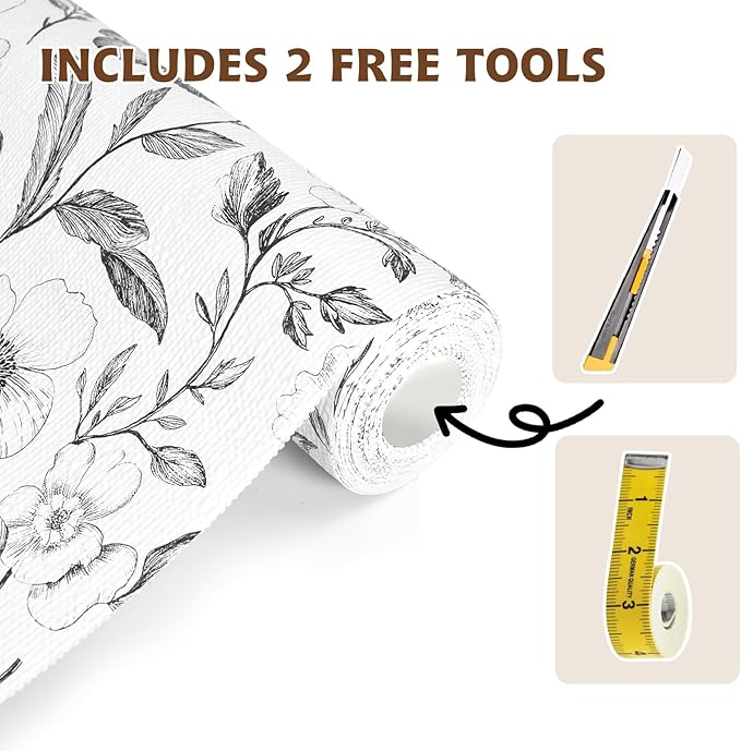 Drawer and Shelf Liner Black Flowers 12in x 20FT, Non Adhesive Anti-Slip Double - Image 3