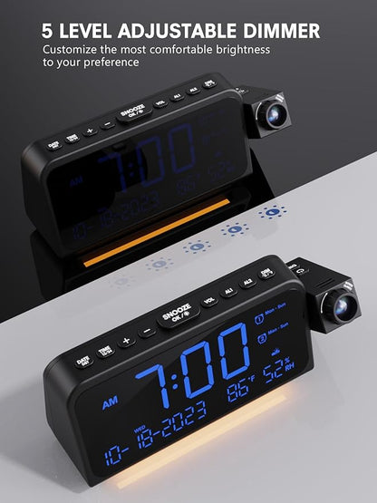 Mesqool Projection Alarm Clock for Bedroom Ceiling, Digital Clock Projector - Image 7
