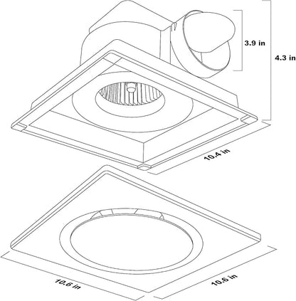 Bathroom Fan Ultra-Quiet Bathroom Ventilation, Exhaust Fan, 123CFM 0.7 Sones 40W - Image 8