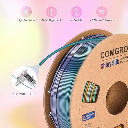 Comgrow Rainbow Colors Silk PLA 3D Printer Filament, PLA Filament 1.75mm - Image 3