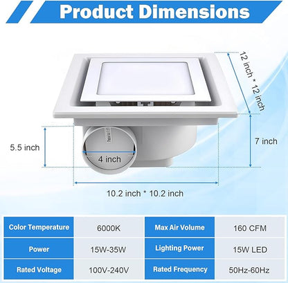 FEITON Square Bathroom Exhaust Fan - Image 2