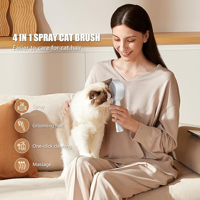Cloud Care Cat Brush for Indoor Cat Steam Brush for Shedding Spritz Defur Comb - Image 2