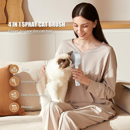 Cloud Care Cat Brush for Indoor Cat Steam Brush for Shedding Spritz Defur Comb - Image 2