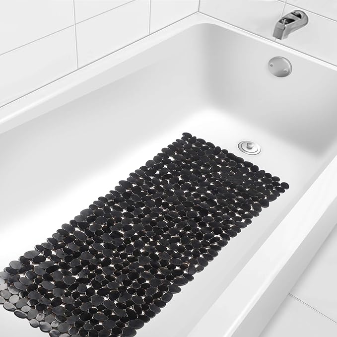 WELTRXE Non Slip Bathtub Mat 35 x 16 Inches Pebbles Shower Mats - Image 7