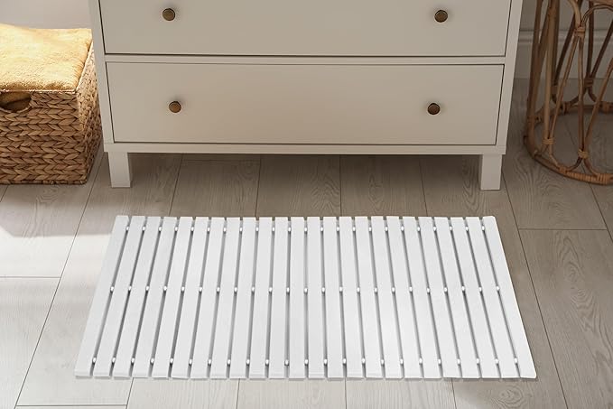 Bath Mat Bathroom Rugs Floor Wood Shower Bathtub Waterproof Non Slip Grey - Image 5