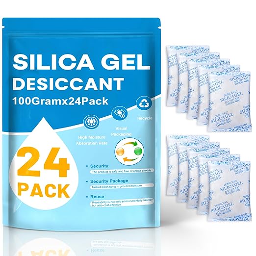 VOISEN 100 Gram 24 Pcs Color-Indicating Silica Gel Packets, Premium Food Grade by VOISEN