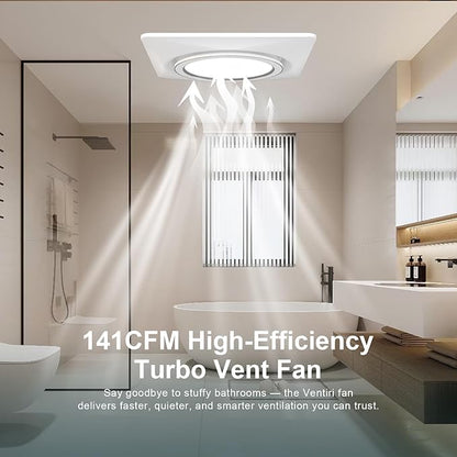 Bathroom Exhaust Fan with Light, 12 INCH, Upgraded Quiet Circular Vent Fans - Image 4