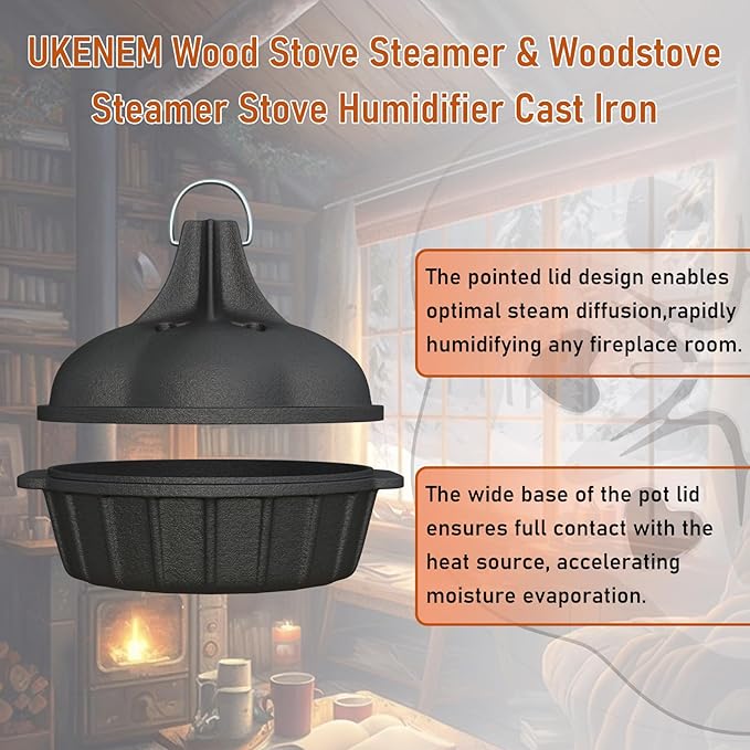 Wood Stove Steamer & Woodstove Steamer Stove Humidifier Cast Iron, 2.3 Quart - Image 3