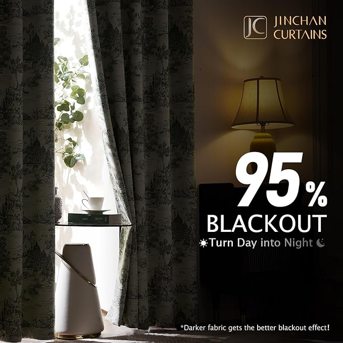 jinchan 95% Blackout Toile Curtains - Image 3