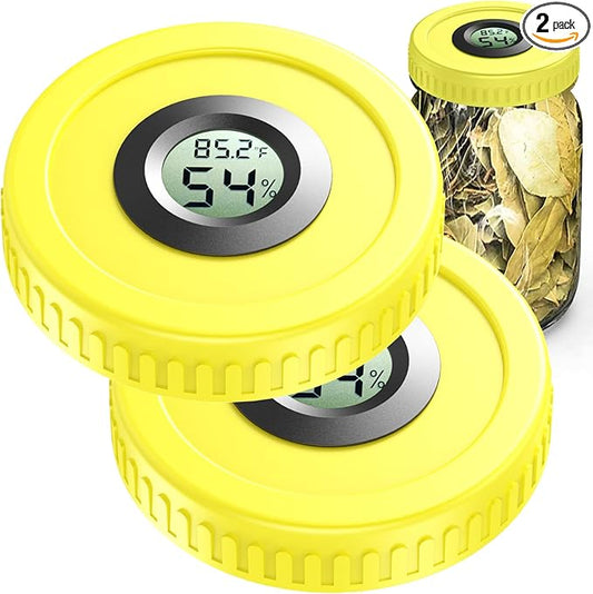 Airtight Mason Jar Lids Built-In Stash Hygrometer Herb Curing monitor fits all by ZHANXUBIO