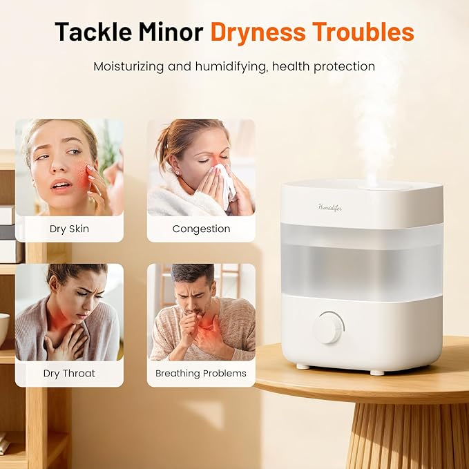 Humidifiers for Bedroom, 2L Tank for 15H, 20dB Quiet Mist Time, Dual Nozzles - Image 7
