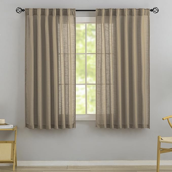 DONREN Taupe Back Tab Curtains 48 Inches Long 2 Panels by DONREN