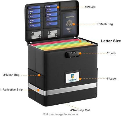 Fireproof File Box with Lock, Document Box Storage Organizer, Suitable - Image 3