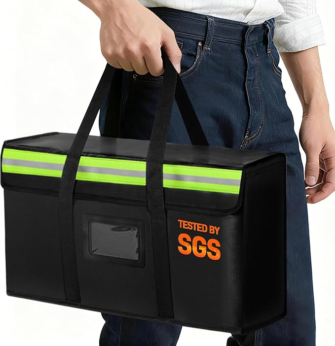 Large Fireproof Document Bags 15x12x6in, Fireproof Document Box by Amerbro