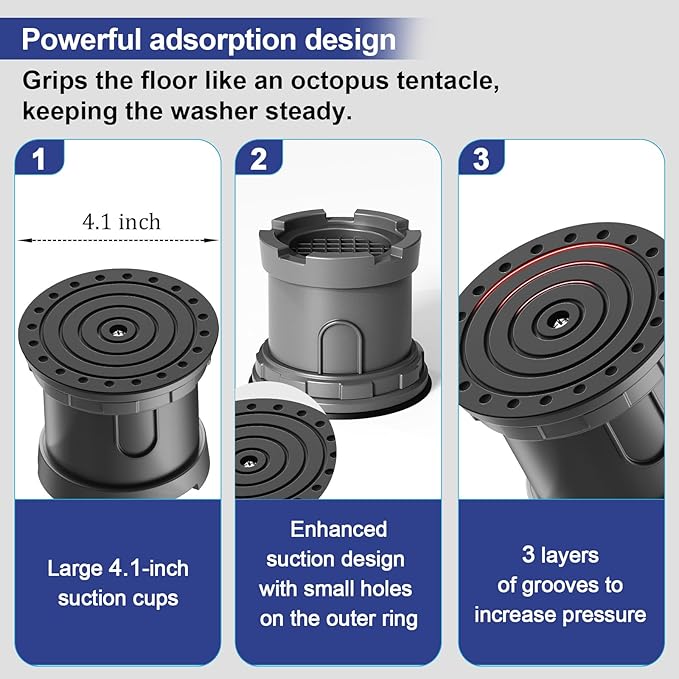 4Pcs Anti Vibration Pads for Washing Machine, Adjustable Height Stops Washer - Image 4