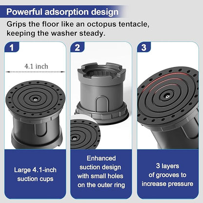 4Pcs Anti Vibration Pads for Washing Machine, Adjustable Height Stops Washer - Image 4