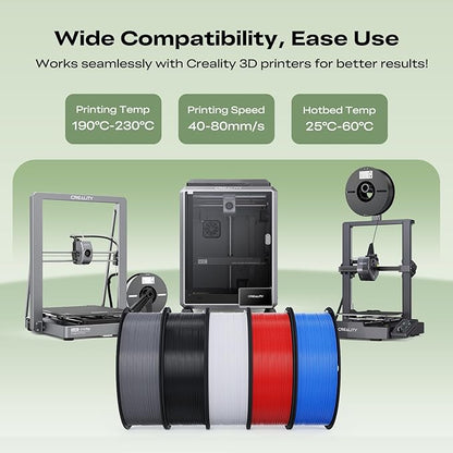 Creality 3D Printer Filament, 1.75mm Bundle 2kg PLA Printer Filament, - Image 2