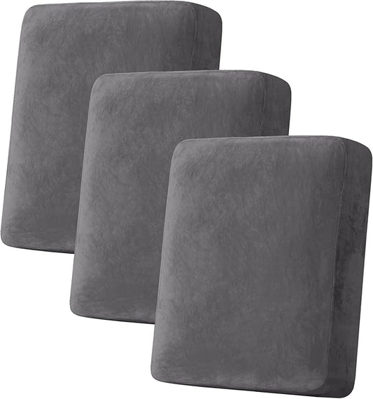 H.VERSAILTEX Velvet Stretch Couch Cushion Cover Plush Cushion Slipcover by HVERSAILTEX