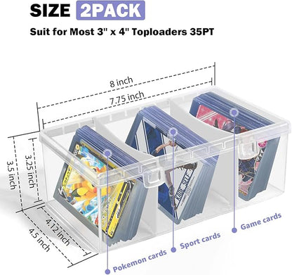 Trading Card Storage Box with 2 Dividers, Toploads Storage Box Plastic Baseball - Image 2