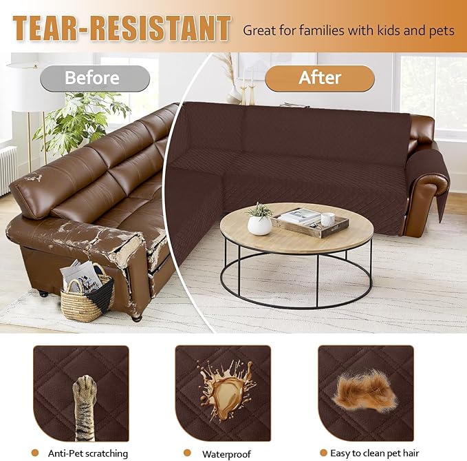 Arfntevss Waterproof Sectional Couch Covers L Shape Washable Velvet Sofa Cover - Image 7